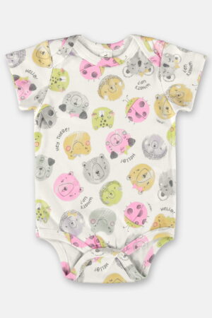 Body Estampado Manga Curta Animais Essentials Menina - Up Baby