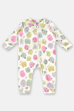 Macacão com Zíper Duplo e Estampa de Animais - Up Baby