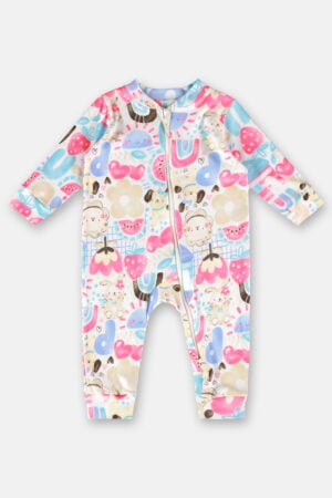 Macacão com Zíper Duplo e Estampa Colorida - Up Baby