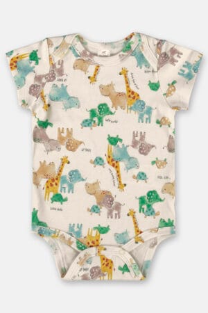 Body Estampado Manga Curta Animais Essentials Menino - Up Baby