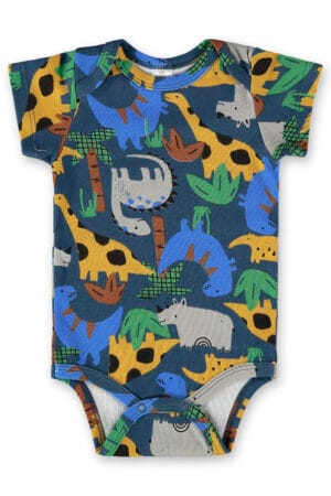 Body Estampado Manga Curta Dinossauros Essentials Menino - Up Baby