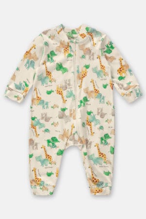 Macacão com Zíper Duplo e Estampa de Animais - Up Baby