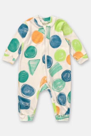 Macacão com Zíper Duplo e Estampa Abstrata - Up Baby